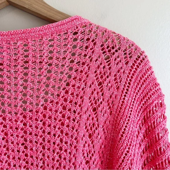 CHICO’S coral open knit sweater size XL with side slits perfect for spring EUC - Picture 6 of 7